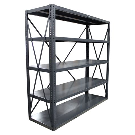 open metal storage shelves